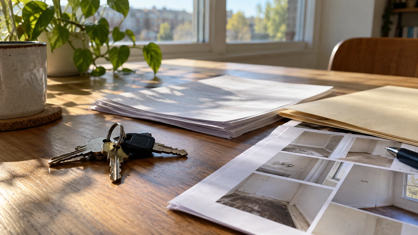 Keys and lease documents for a San Diego rental property sale
